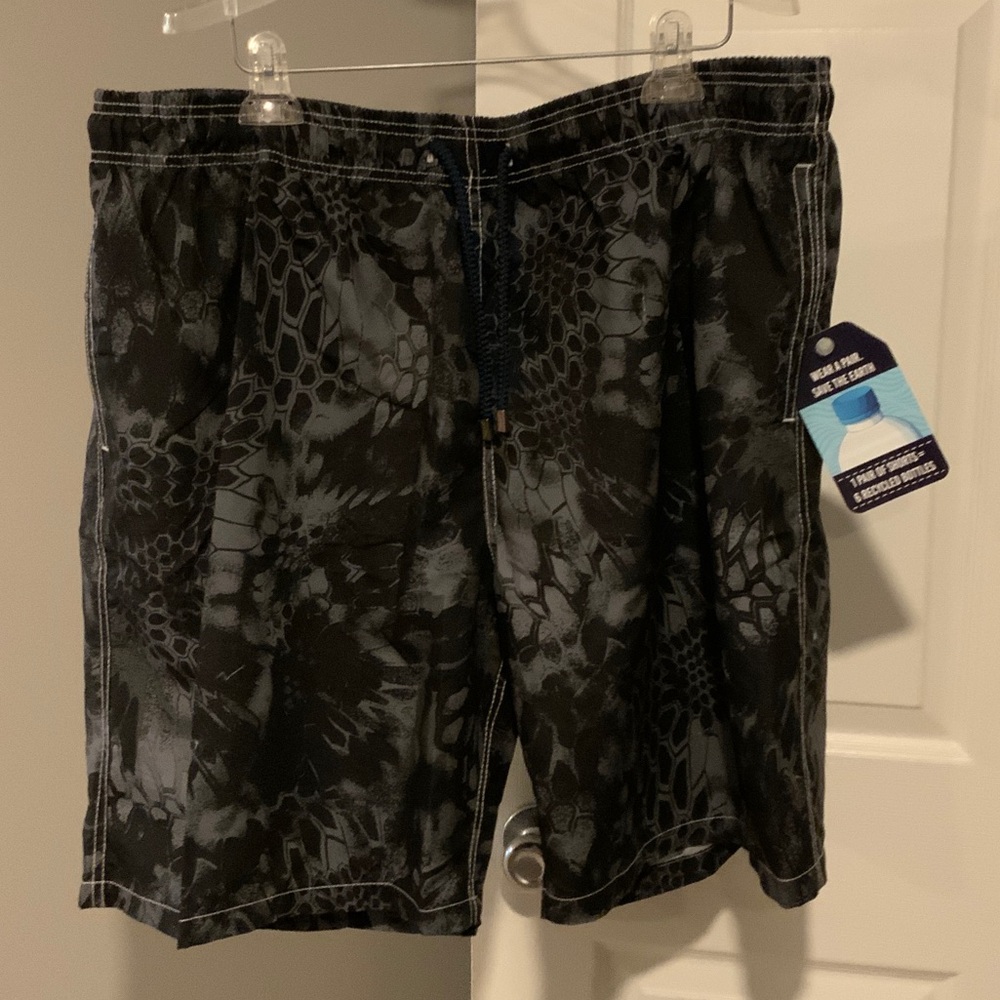 Men's Black and Gray Swim Shorts